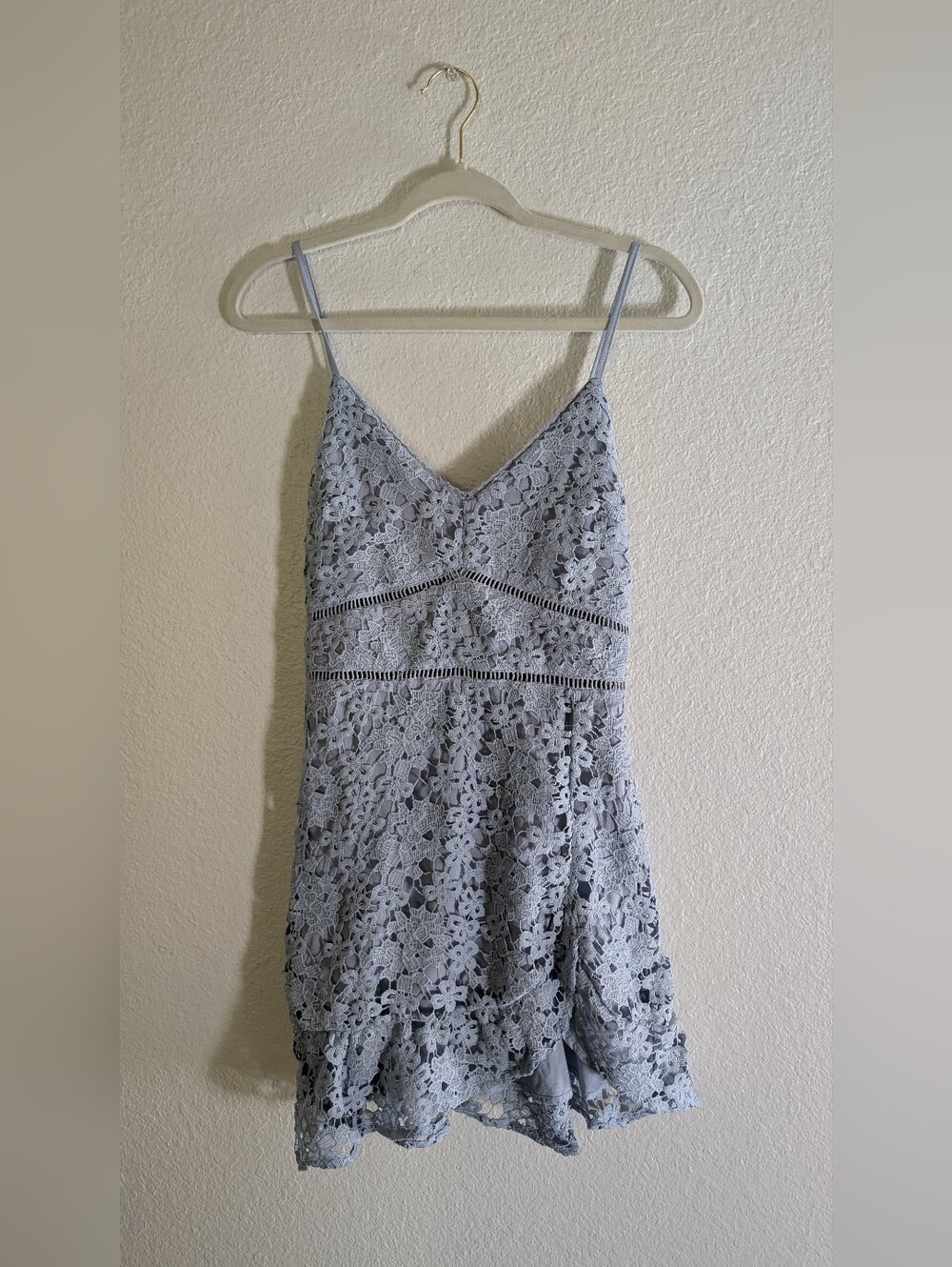 Abercrombie & Fitch Light Blue Lined Lace Mini Dress
